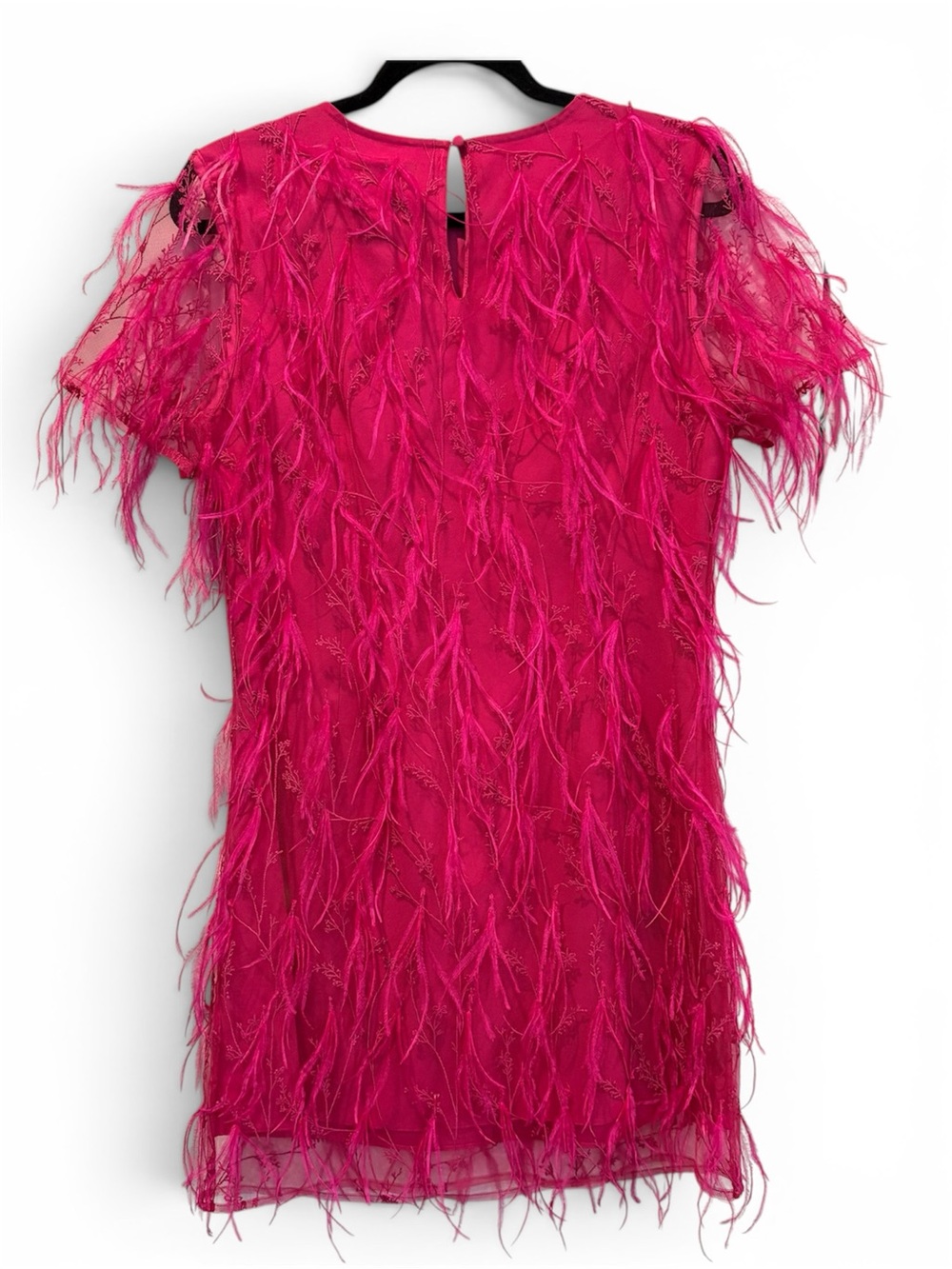 Milly Vibrant Fuchsia Feathered Mini Dress NWT - Picture 4 of 13
